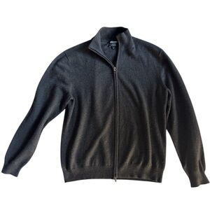 Giorgio Armani Full Zip 100% Cashmere Mock Neck Cardigan in Grey Size 54 EUC